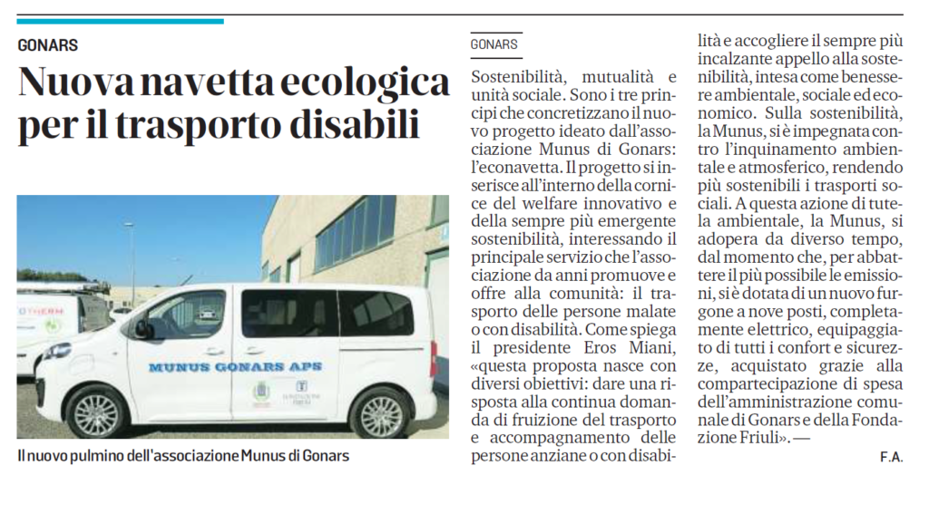 articolo messaggero veneto Munus Gonars APS