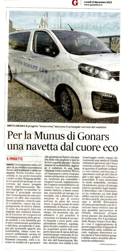 Articolo giornale Gazzettino Econavetta